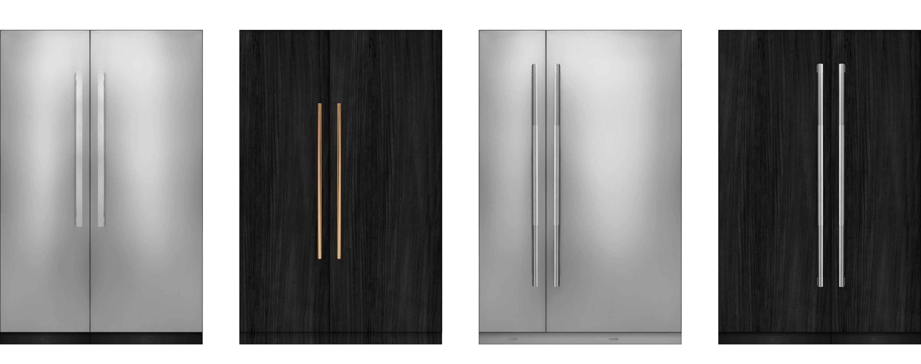 The different styles and panel options of JennAir Column Refrigerators. 
